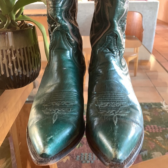 💚Vintage green(w/purple & light pink stitching- RIGHT!?) Larry Mahan ,El Paso💚 - Picture 3 of 14